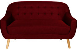 Hygena Lexie Retro Regular Fabric Sofa - Poppy Red